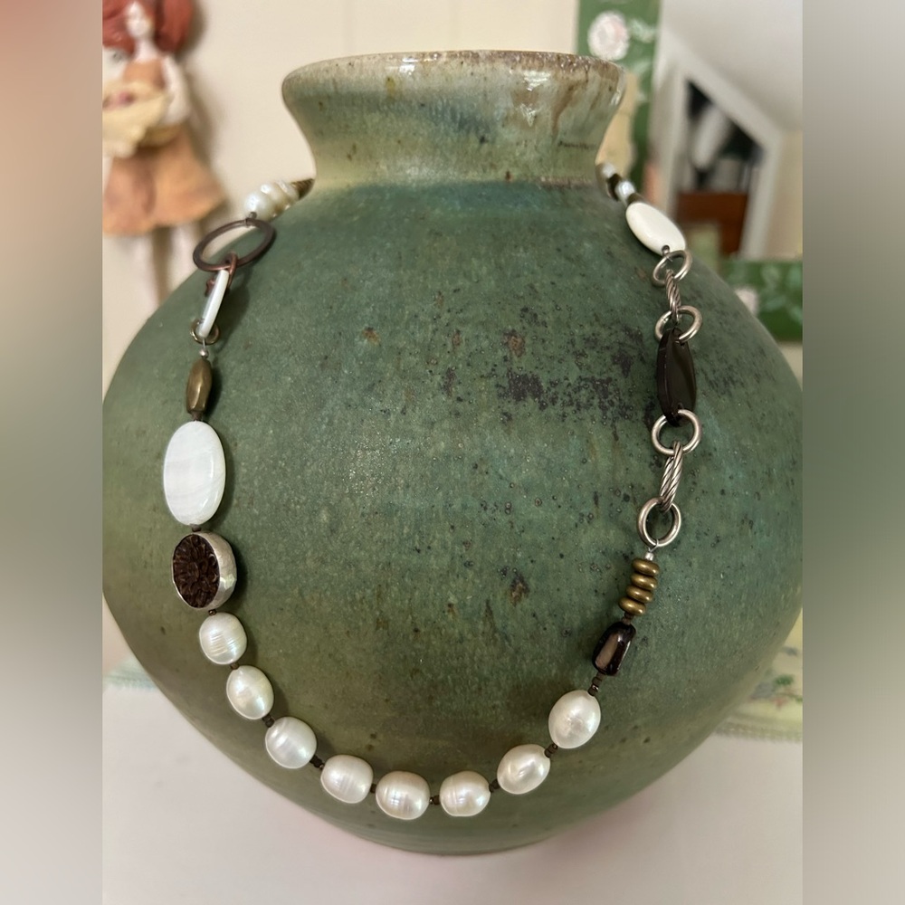 Silpada Pearl, Stone & Mixed Metal Necklace